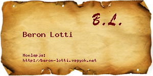 Beron Lotti névjegykártya